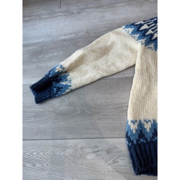 Stobi Nordic Sweater Blue Cream Iceland Pure Wool Chunky Knit Denmark Sz Medium - Picture 11 of 14